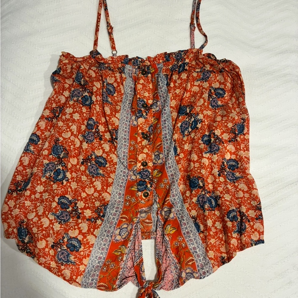 Jolt Orange Floral Spaghetti Strap Camisole